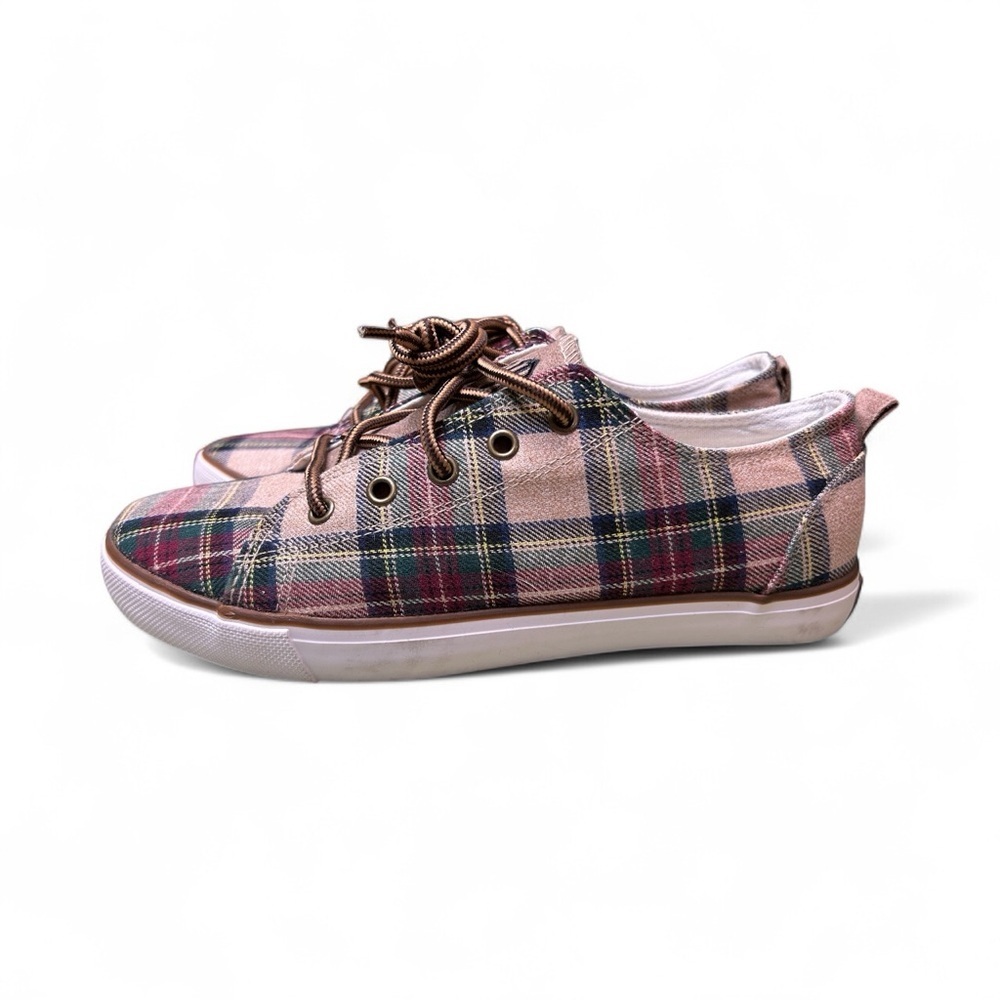Plaid Pink and Brown Women's Sneakers